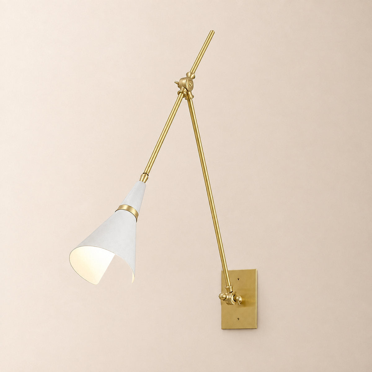 Magari Wall Lamp, L 29.1-Inch x H 26-Inch, White & Black & Brass for Living Room