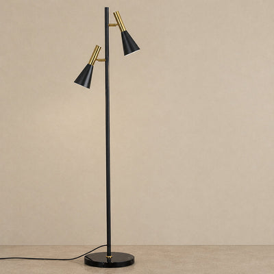 Marble and Iron Floor Lamp with Rotating Shade