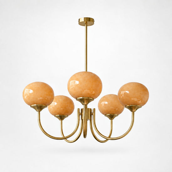 Hand-Sprayed Glass Multi-Light Chandelier