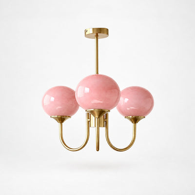 Hand-Sprayed Glass Multi-Light Chandelier