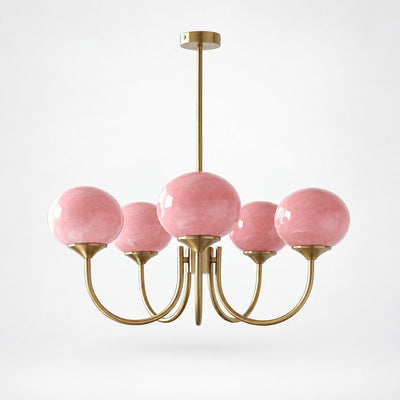 Hand-Sprayed Glass Multi-Light Chandelier
