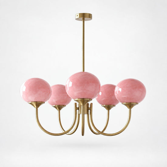 Hand-Sprayed Glass Multi-Light Chandelier
