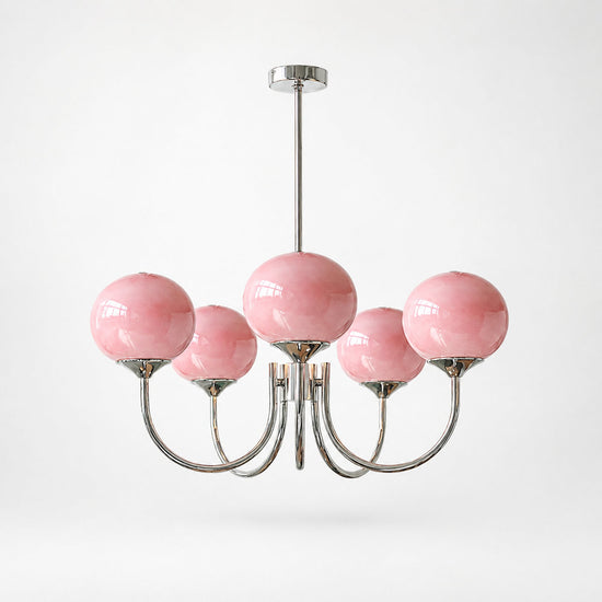 Hand-Sprayed Glass Multi-Light Chandelier