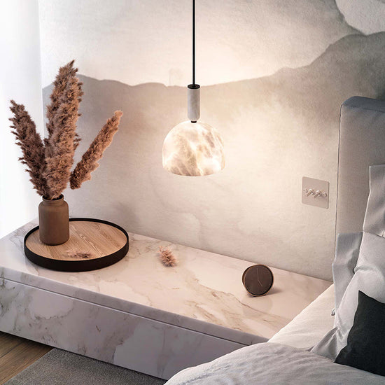 Merlin Enid Alabaster Bedside Pendant Light, Kitchen Pendant Lamp