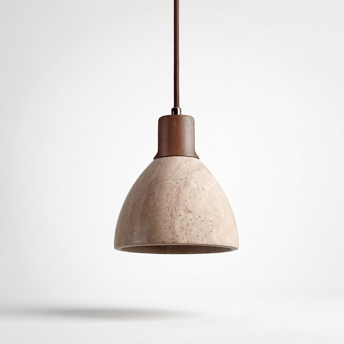 Nerio Pendant Light, 5.9-Inch x H 6.7-Inch, Dark walnut & Yellow Travertine for Dining Room & Living Room