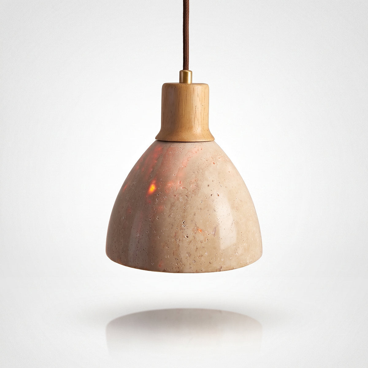 Nerio Pendant Light, 5.9-Inch x H 6.7-Inch, Dark walnut & Yellow Travertine for Dining Room & Living Room