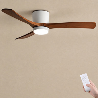 Nordic Wooden Ceiling Fan Light, 42-Inch x H 11-Inch, White & Natural Wood, Power: ~18W & Warm Light for Living Room