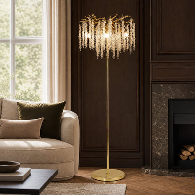 Tricolordeer Gold K9 Crystal Floor Standing Chandelier