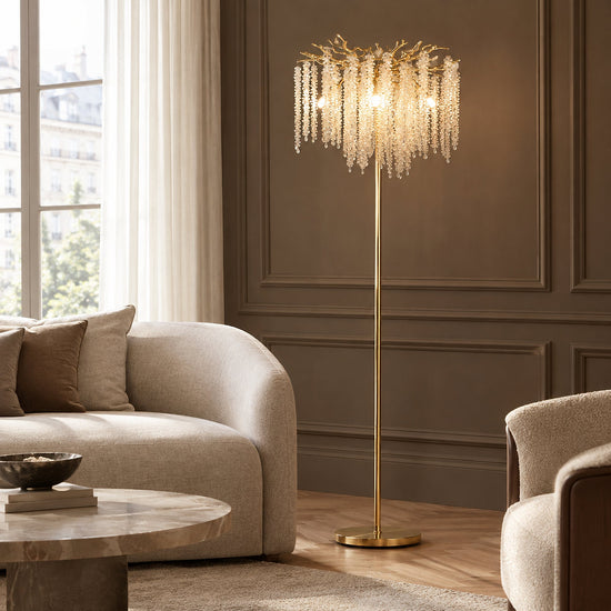Tricolordeer Gold K9 Crystal Floor Standing Chandelier
