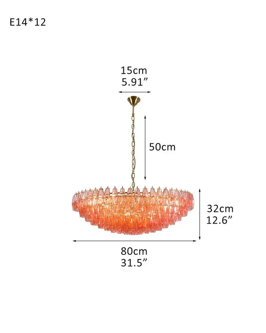 Modernist Chandelier ceiling brass satin frame decor for sitting room | Purple Blown Glass D80*H32CM D31.5"*H12.6" Pink American Vintage chandelier lamp