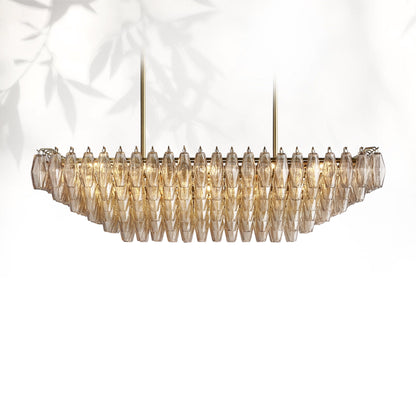Chiaravalle Glass Tired Rectangular Chandelier