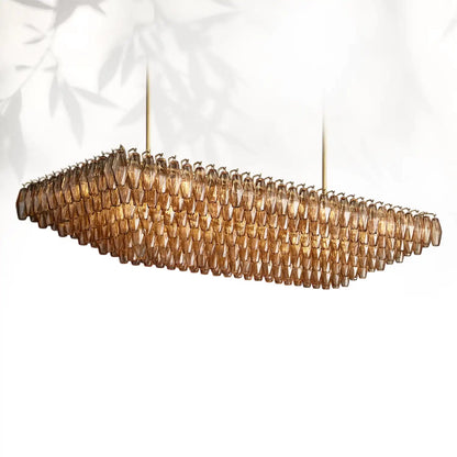 Chiaravalle Glass Tired Rectangular Chandelier