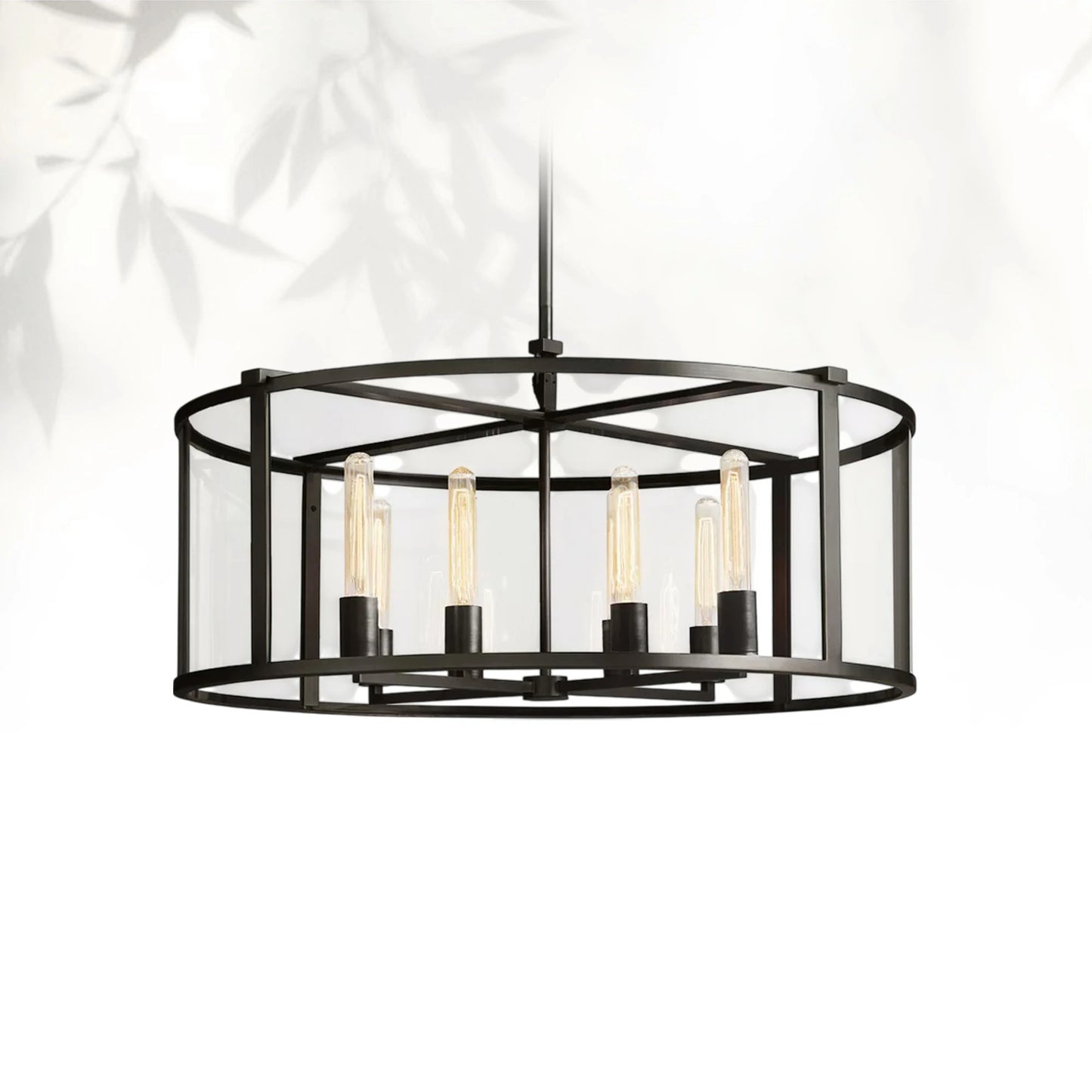 Bickman Glass Lantern Modern Round Chandelier 33''44"55''