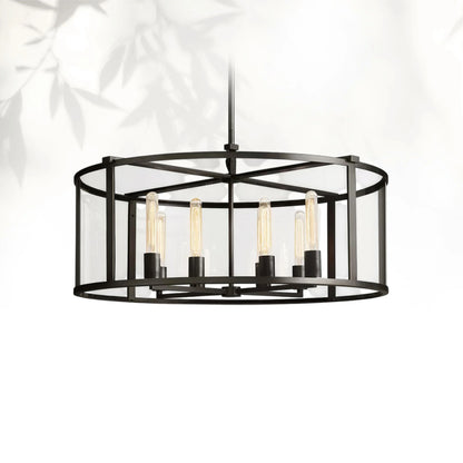 Bickman Glass Lantern Modern Round Chandelier 33''44"55''
