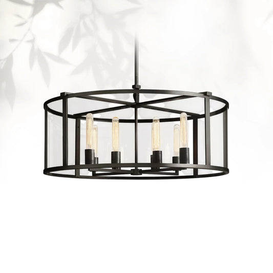 Bickman Glass Lantern Modern Round Chandelier 33''44"55''