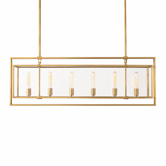 Baker Glass Lantern Rectangular Chandelier