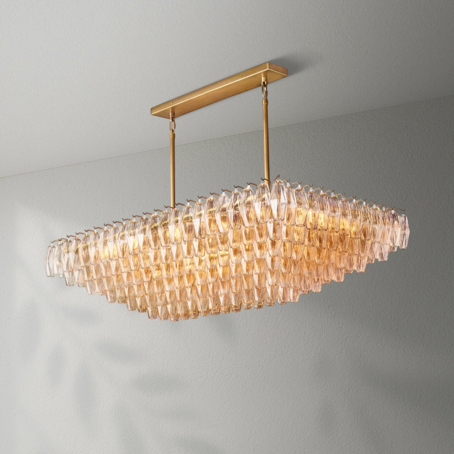 Cyra Clear Glass Tired Rectangular Chandelier 54"74"