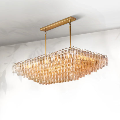 Chiaravalle Glass Tired Rectangular Chandelier