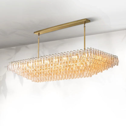 Chiaravalle Glass Tired Rectangular Chandelier