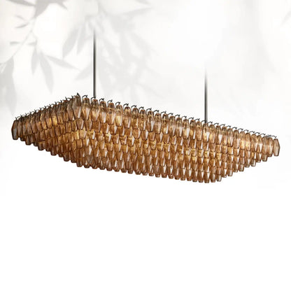 Chiaravalle Glass Tired Rectangular Chandelier