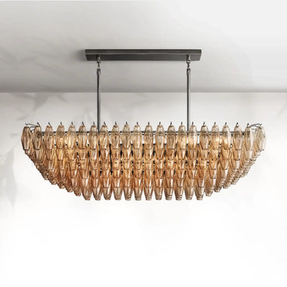 Chiaravalle Glass Tired Rectangular Chandelier