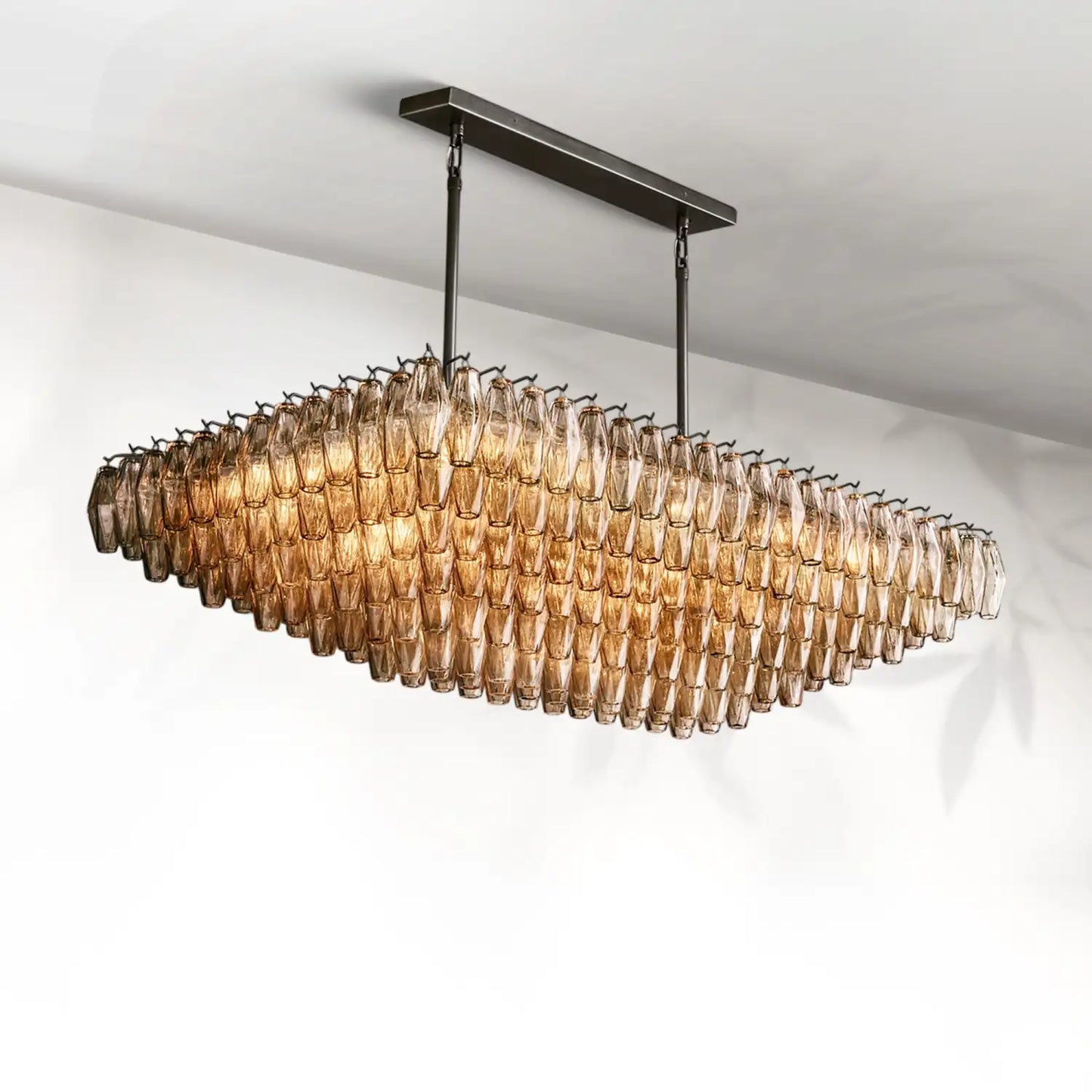Chiaravalle Glass Tired Rectangular Chandelier
