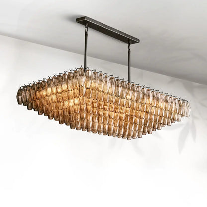 Chiaravalle Glass Tired Rectangular Chandelier