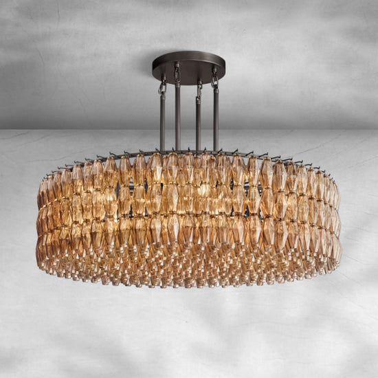 Cyra Smoke Glass Round Chandelier