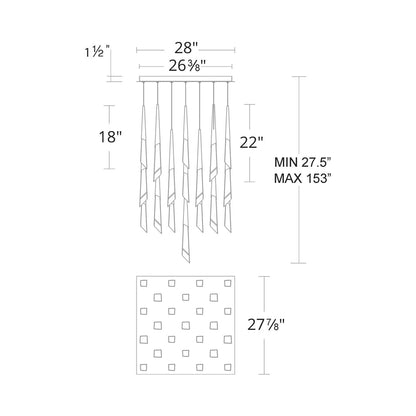 Solitude Square LED Multi Pendant Light