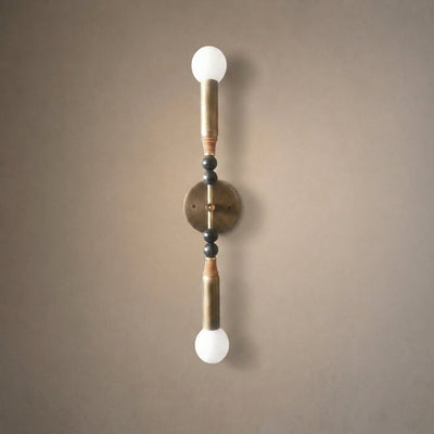 Toam Wall Lamp, 5.9-Inch, Antique Brass & Green Marble for Living Room