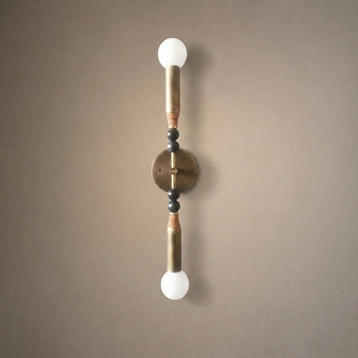 Toam Wall Lamp, 5.9-Inch, Antique Brass & Green Marble for Living Room