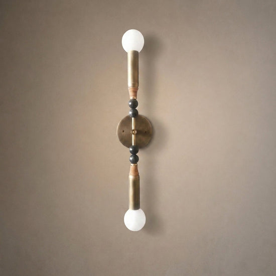 Toam Wall Lamp, 5.9-Inch, Antique Brass & Green Marble for Living Room