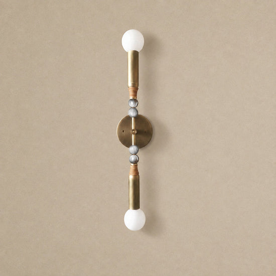 Toam Wall Lamp, 5.9-Inch, Antique Brass & Green Marble for Living Room