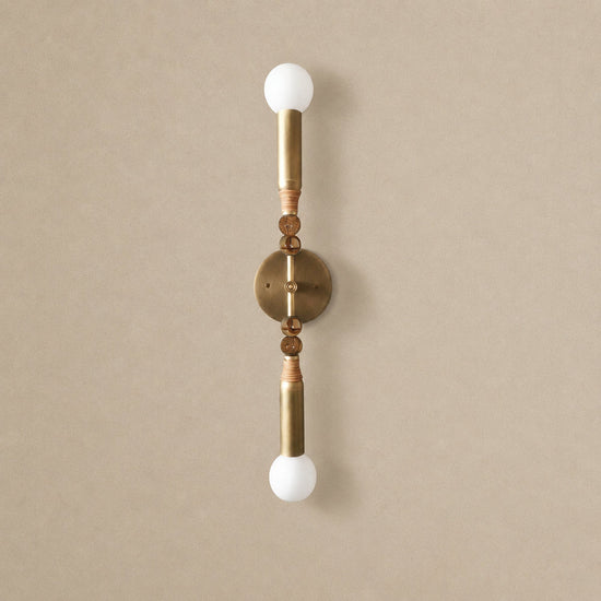 Toam Wall Lamp, 5.9-Inch, Antique Brass & Green Marble for Living Room