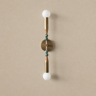 Toam Wall Lamp, 5.9-Inch, Antique Brass & Green Marble for Living Room