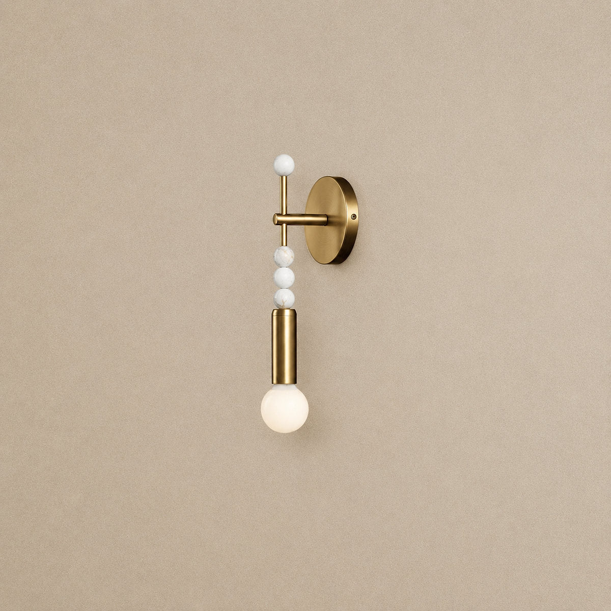 Toam Wall Lamp, 5.9-Inch, Antique Brass & Green Marble for Living Room