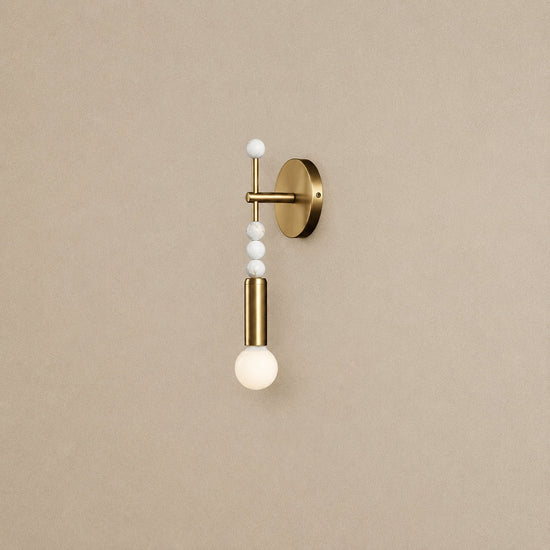 Toam Wall Lamp, 5.9-Inch, Antique Brass & Green Marble for Living Room