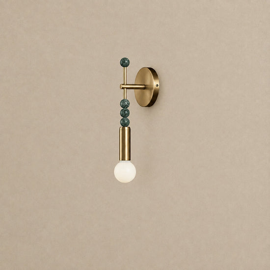Toam Wall Lamp, 5.9-Inch, Antique Brass & Green Marble for Living Room
