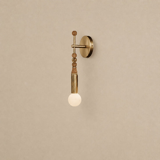 Toam Wall Lamp, 5.9-Inch, Antique Brass & Green Marble for Living Room