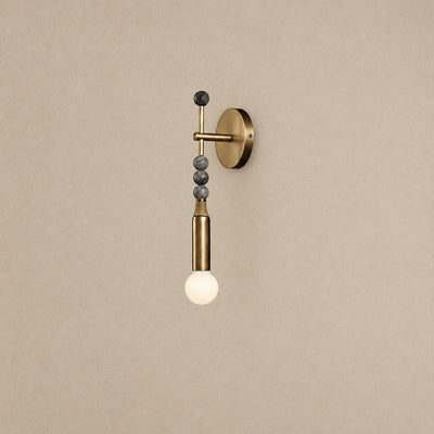 Toam Wall Lamp, 5.9-Inch, Antique Brass & Green Marble for Living Room