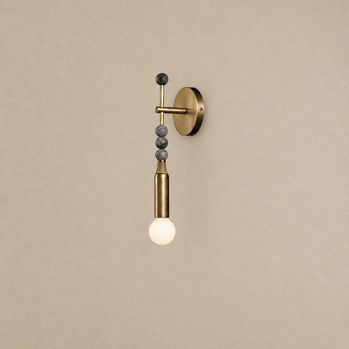 Toam Wall Lamp, 5.9-Inch, Antique Brass & Green Marble for Living Room