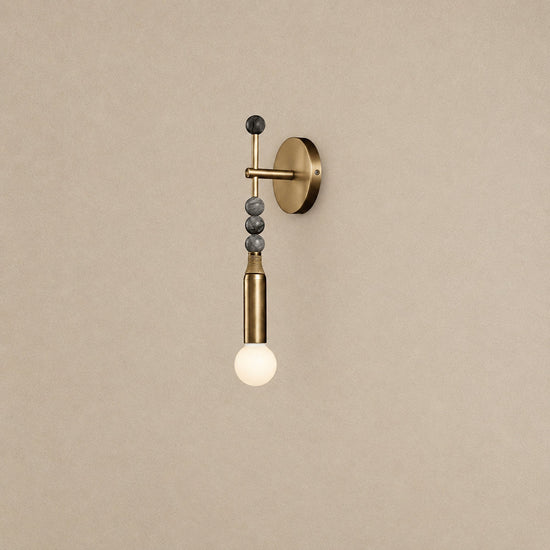 Toam Wall Lamp, 5.9-Inch, Antique Brass & Green Marble for Living Room