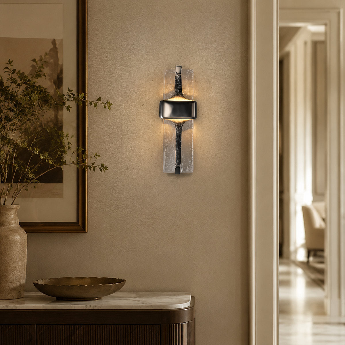 Torch Wall Lamp, 5.9-Inch x H 19.7-Inch, Gold, Warm Light for Living Room
