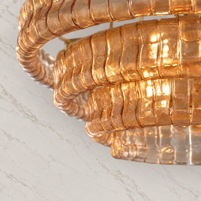 Tricolordeer Four-Light Round Amber Glass Chandelier