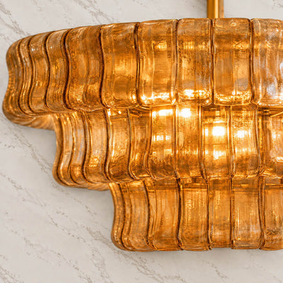 Tricolordeer Four-Light Round Amber Glass Chandelier