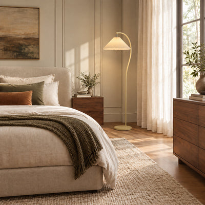 Tricolordeer Linen and Wood Standing Lamp