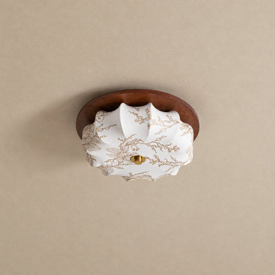 Tricolordeer Lotus Flush Mount Walnut Ceiling Lamp
