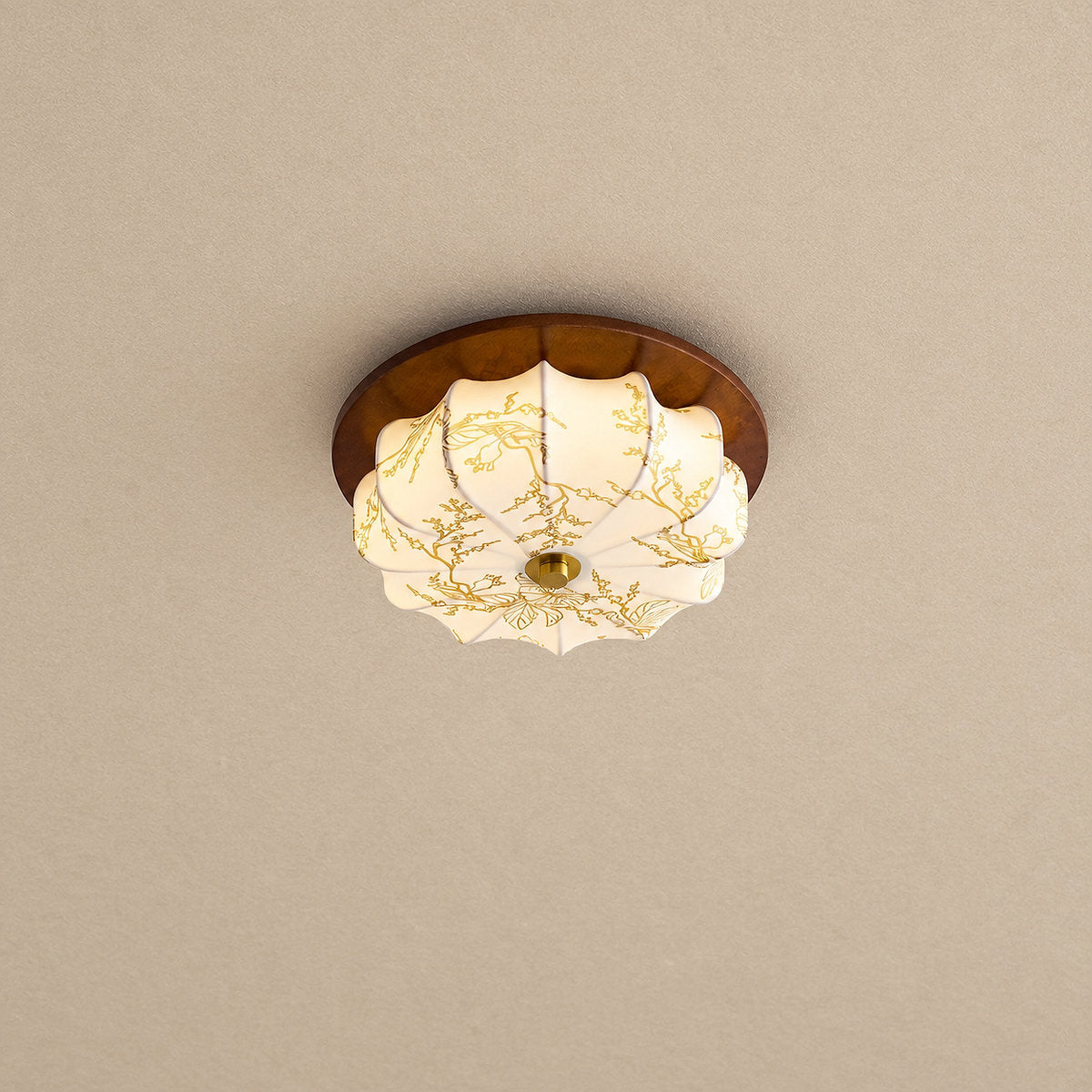 Tricolordeer Lotus Flush Mount Walnut Ceiling Lamp