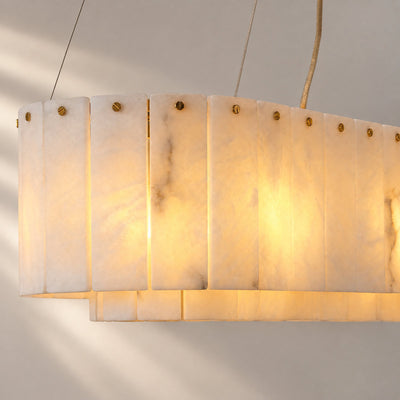 Tricolordeer Natural Alabaster 14-Light Linear Chandelier