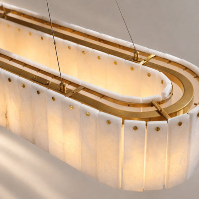 Tricolordeer Natural Alabaster 14-Light Linear Chandelier